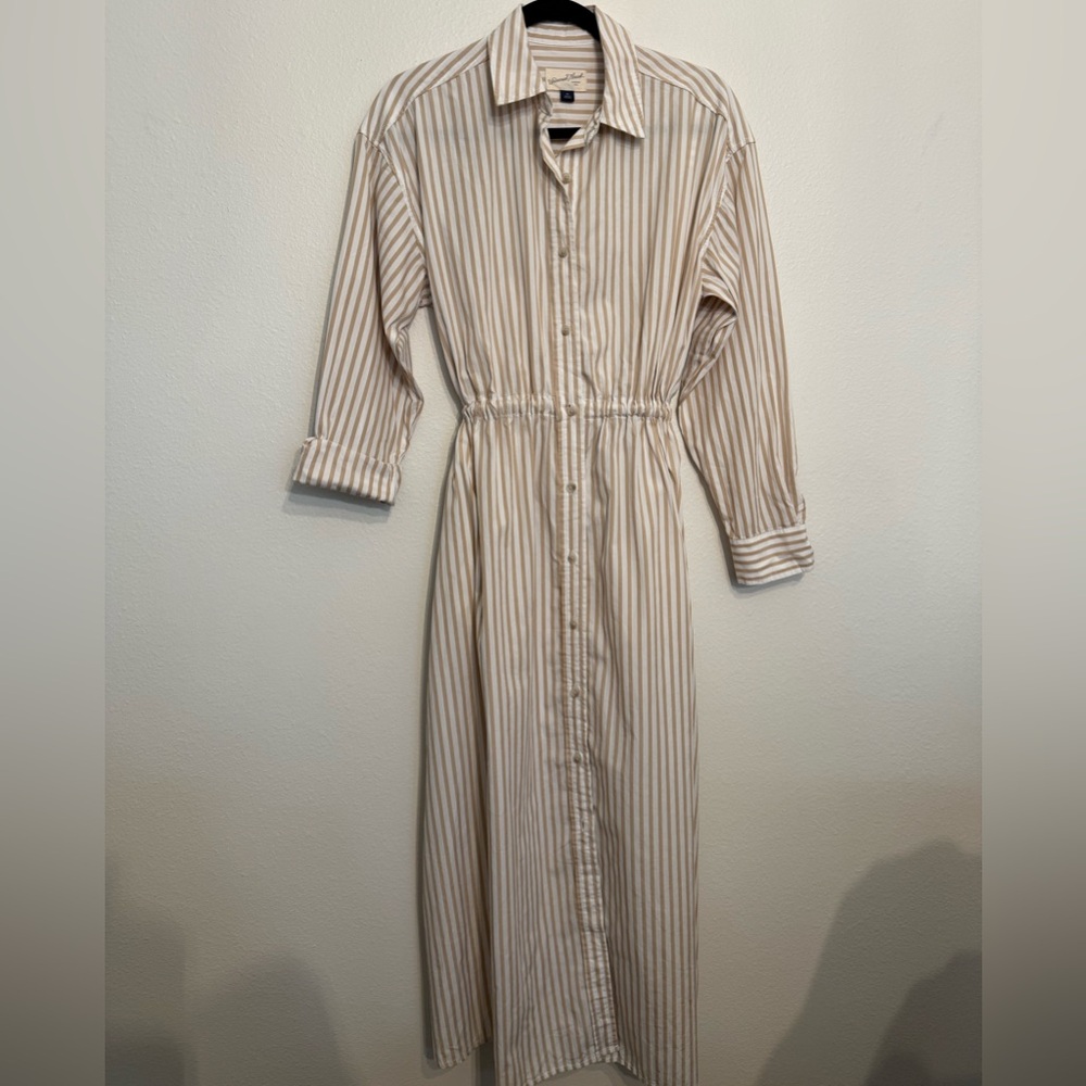 NWT Universal Threads Neutral Striped Button down Dress cover up XS